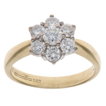 18ct Yellow Gold 0.75ct Brilliant Cut Diamond Cluster Ring