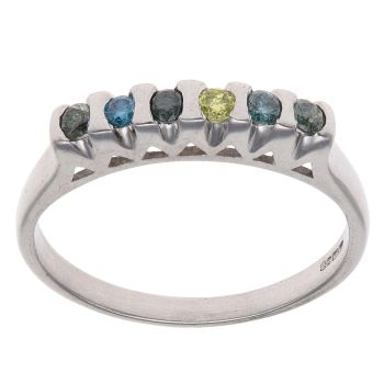 9ct White Gold 0.25ct Brilliant Cut Multi Colour Diamond Half Eternity Ring