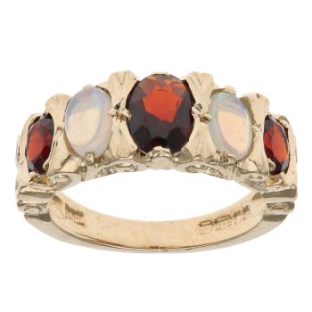 9ct Yellow Gold Garnet and Opal Fancy Ring