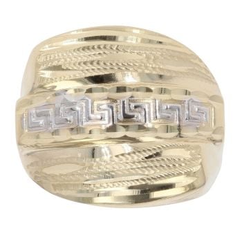 14ct Yellow and White Gold Greek Key Twist Ring