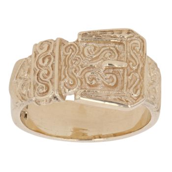 9ct Yellow Gold Patterned Buckle Ring