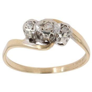 9ct Yellow Gold 0.05ct Diamond Trilogy Ring