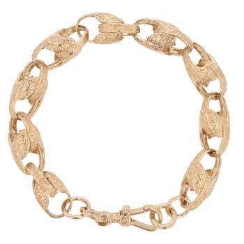9ct Yellow Gold Patterned Tulip Bracelet 9"