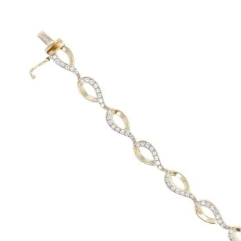 14ct Yellow Gold Cubic Zirconia Stone Set Bracelet 8"