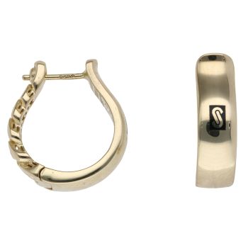14ct Yellow Gold Monaco Classic Plain Link Hoop Earrings