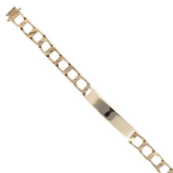 9ct Yellow Gold Patterned I.D Curb Bracelet 8"