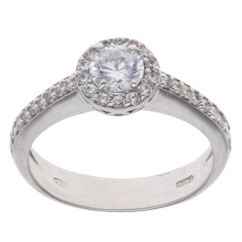 18ct White Gold Cubic Zirconia Cluster Ring