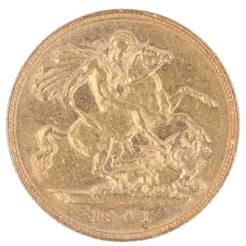 1901 Victoria Old Head UK Half Sovereign Coin