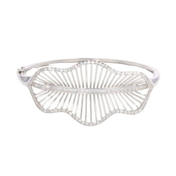 18ct White Gold Cubic Zirconia Hinged Plain Bangle
