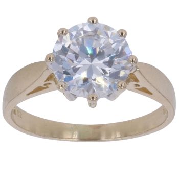 14ct Yellow Gold Cubic Zirconia Solitaire Ring