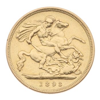 1893 Victoria Half Sovereign Coin