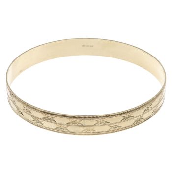 9ct Yellow Gold Patterned Star Bangle