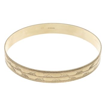 9ct Yellow Gold Patterned Star Bangle