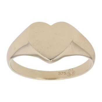 9ct Yellow Gold Heart Plain Signet Ring