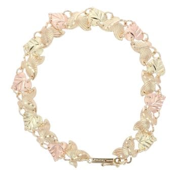 9ct Yellow and Rose Gold Leaves Bracelet 7.5"