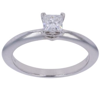 Platinum 0.35ct Princess Cut Diamond Solitaire Ring