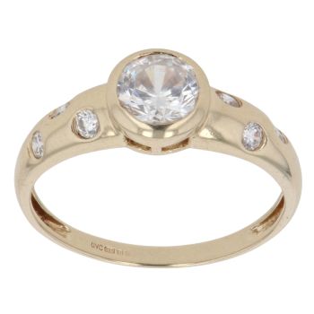 14ct Yellow Gold Cubic Zirconia Single Stone Ring