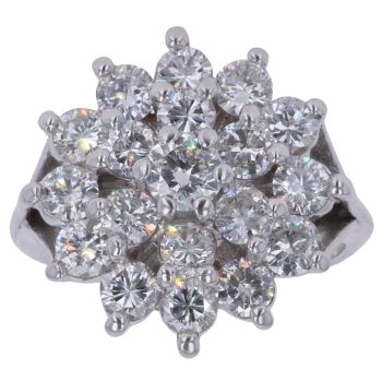 9ct White Gold 3.25ct Brilliant Cut Diamond Cluster Ring