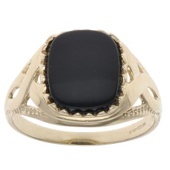 9ct Yellow Gold Square Onyx Signet Ring