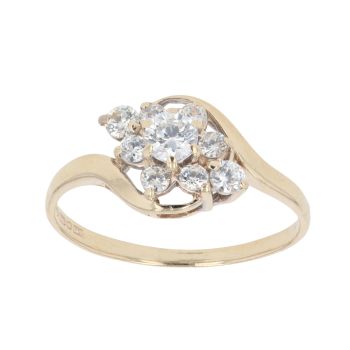 9ct Yellow Gold Cubic Zirconia Cluster Twist Ring