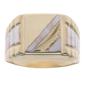 14ct Yellow and White Gold Square Signet Ring