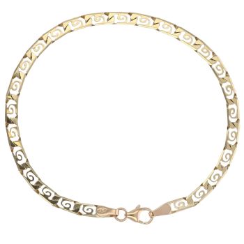 9ct Yellow Gold Patterned Fancy Bracelet 7"