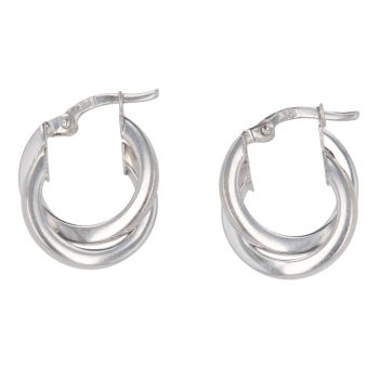 9ct White Gold Double Hoop Earrings