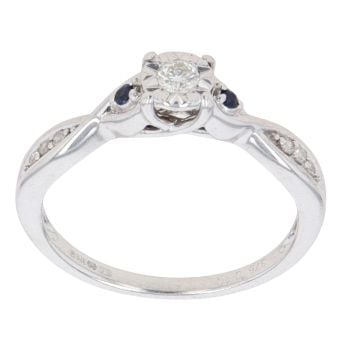9ct White Gold 0.06ct Diamond Solitaire Twist Ring