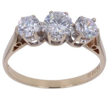 9ct Yellow Gold Cubic Zirconia Three Stone Ring