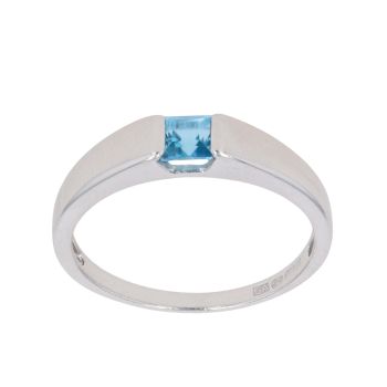 9ct White Gold Blue Topaz Single Stone Ring