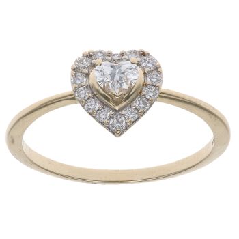 9ct Yellow Gold 0.35ct Heart Cut Cluster Ring