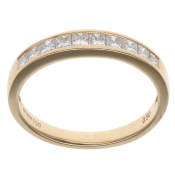 18ct Yellow Gold 0.50ct Princess Cut Diamond Half Eternity Ring