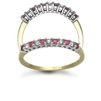 9 Carat Yellow Gold 0.25pts Diamond & Ruby Ring