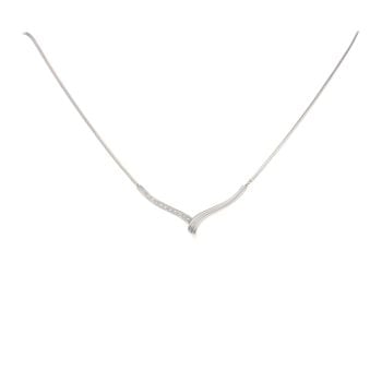 9ct White Gold 0.05ct Diamond Pendant And Chain 18"