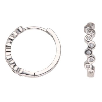 Silver Cubic Zirconia Fancy Hoop Earrings By Icesia