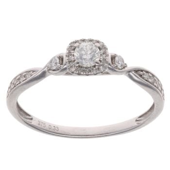 9ct White Gold 0.33ct Brilliant Cut Diamond Cluster Ring