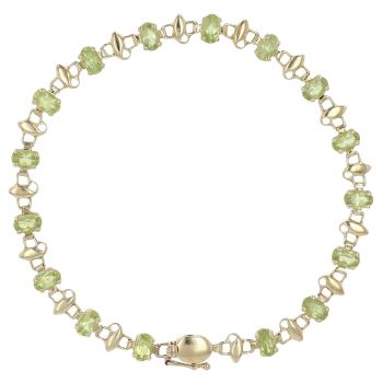9ct Yellow Gold Peridot Fancy Bracelet 7"