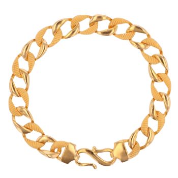 22ct Yellow Gold Patterned and Plain Curb Bracelet 7.5"