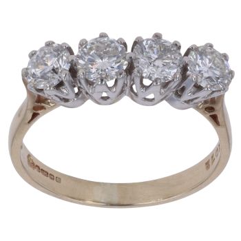 9ct Yellow Gold 1.40ct Brilliant Cut Diamond Four Stone Ring