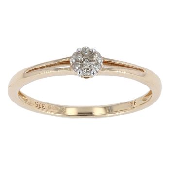 9ct Yellow Gold 0.08cts Diamond Cluster Ring by Anya Belle