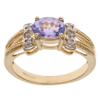 18ct Yellow Gold 0.02ct Diamond And Tanzanite Ring