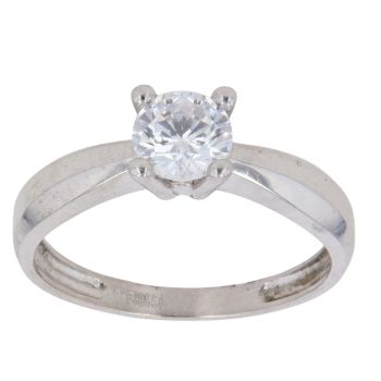 14ct White Gold Cubic Zirconia Solitaire Ring