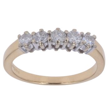 18ct Yellow Gold 0.50ct Brilliant Cut Diamond Five Stone Ring