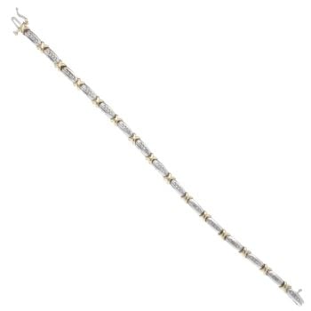 9ct Yellow And White Gold 0.50ct Brilliant Cut Diamond Bracelet 7"