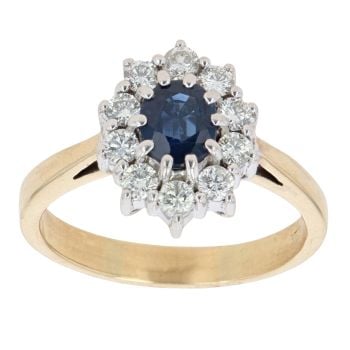 18ct Yellow Gold 0.50ct Diamond and Sapphire Cluster Ring