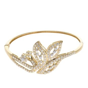 18ct Yellow Gold Cubic Zirconia Fancy Hinged Bangle