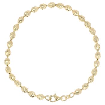 Gold Plated Silver Diamond Cut Bead Bracelet 7"