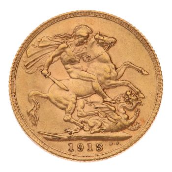 1913 George V Large Head UK Full Sovereign Coin
