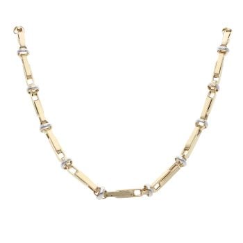 14ct Yellow And White Gold Double Belcher Bar Link Chain 24"