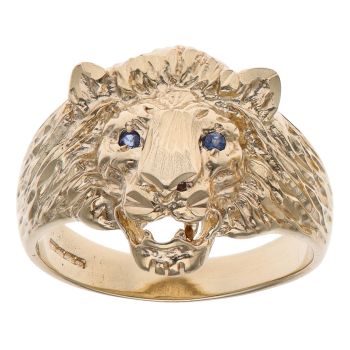 9ct Yellow Gold Sapphire Lion Ring